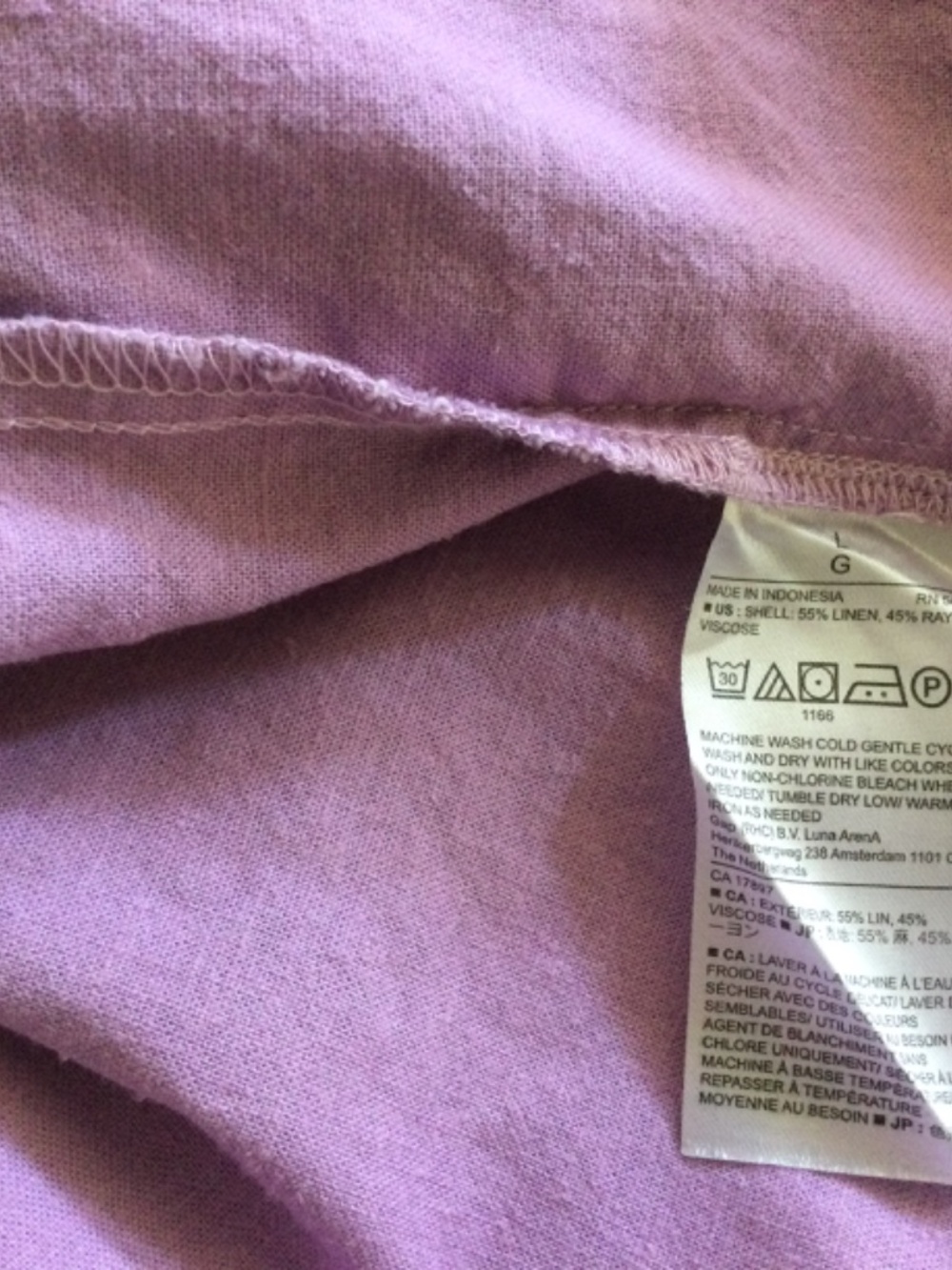 Banana Republic Factory linen blend lilac shirt size L like new - Picture 5 of 7